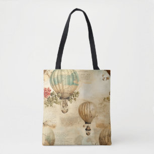Vintage Hot Air Balloon in a Serene Landscape (9) Tote Bag