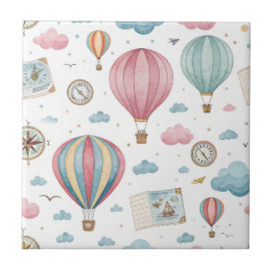 Vintage Hot Air Balloon Pattern (1) Tile