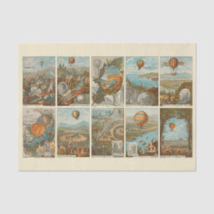 Vintage Hot Air Balloon Pattern Decoupage Tissue Paper