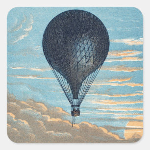 Vintage Hot Air Balloon Sky Nursery Art Square Sticker