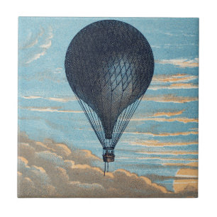 Vintage Hot Air Balloon Sky Nursery Art Tile