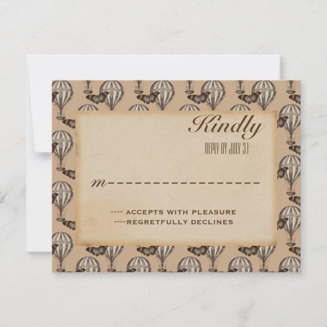 Vintage Hot Air Balloon Tan RSVP (Front)