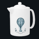 Vintage Hot Air Balloon Teapot<br><div class="desc">Vintage hot air balloon above a banner that reads "flights of fancy".</div>