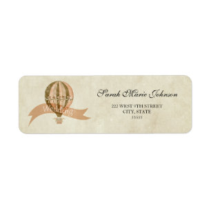 Vintage Hot Air Balloon Wedding Address Label