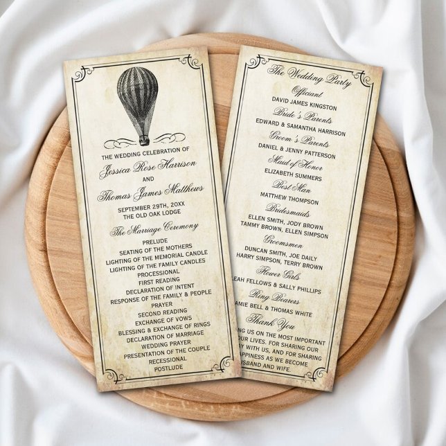 Vintage Hot Air Balloon Wedding Program (Creator Uploaded)