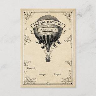Vintage Hot Air Balloon Wedding RSVP Card