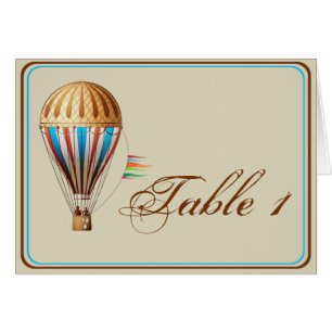 Vintage Hot Air Balloon Wedding Table Number