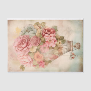 Vintage Hot Air Balloon WiTh Florals Tissue Paper