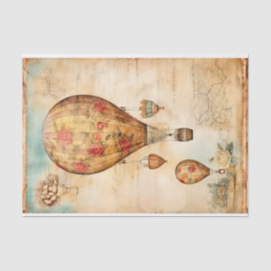 Vintage Hot Air Balloon WiTh Florals Tissue Paper
