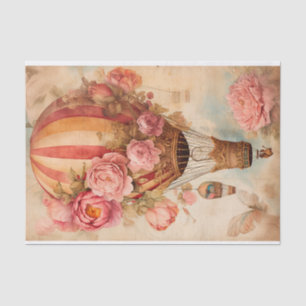 Vintage Hot Air Balloon WiTh Florals Tissue Paper