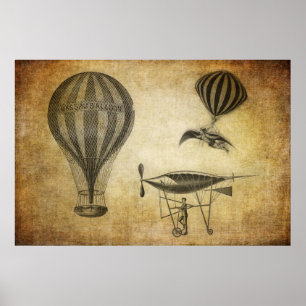 Vintage Hot Air Balloons and Dirigibles Poster