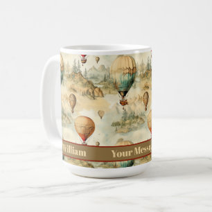 Vintage Hot Air Balloons Art Personalized  Coffee Mug