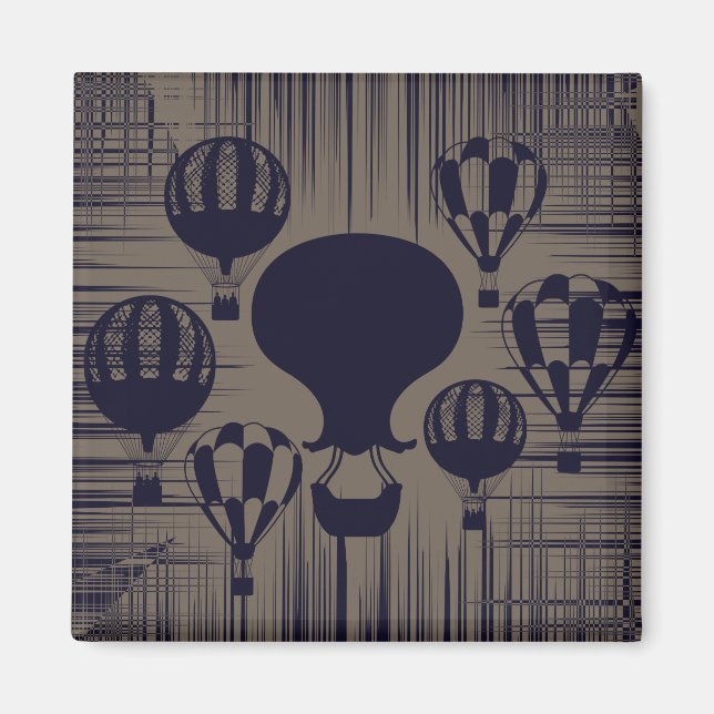 Vintage Hot Air Balloons Distressed Grunge Magnet (Front)