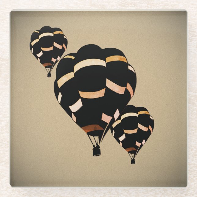 Vintage Hot Air Balloons Glass Coaster (Front)