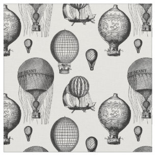 Vintage Hot Air Balloons in B&W Fabric