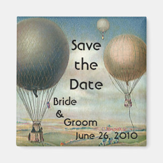 Vintage Hot Air Balloons in Sky, Save the Date! Magnet