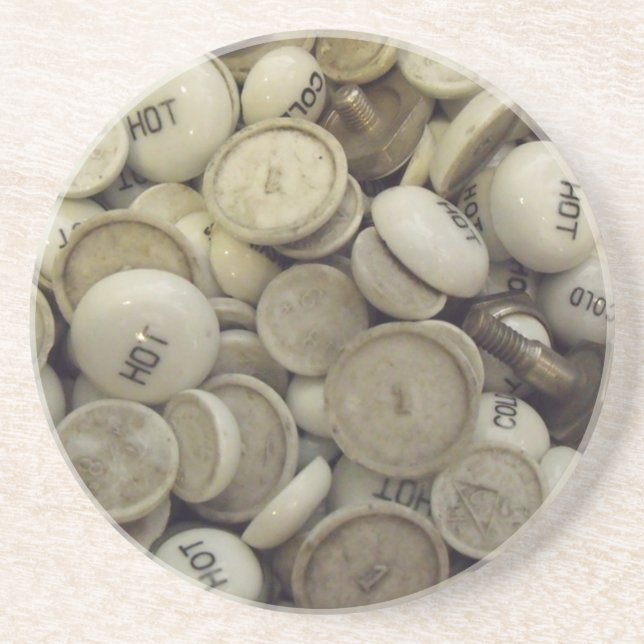 Vintage Hot and Cold Porcelain Knobs Coaster (Front)