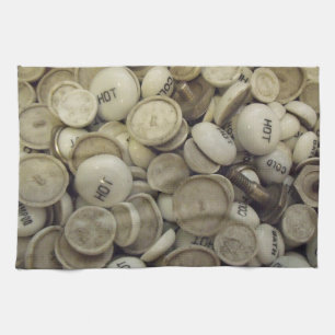 Vintage Hot and Cold Porcelain Knobs Kitchen Towel
