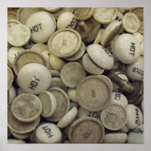 Vintage Hot and Cold Porcelain Knobs Poster