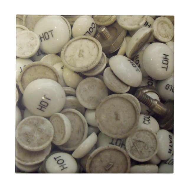 Vintage Hot and Cold Porcelain Knobs Tile (Front)