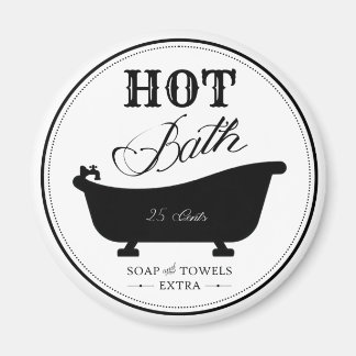 Vintage Hot Bath Black & White Bathroom Magnet