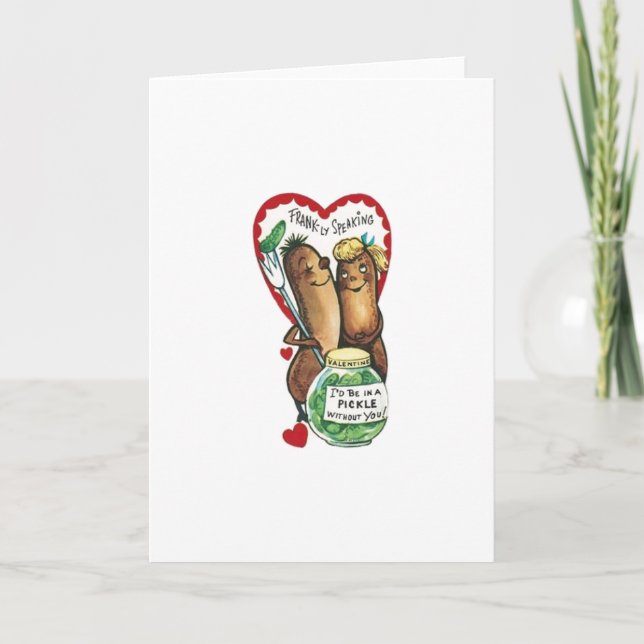Vintage Hot Dog Valentine Holiday Card (Front)