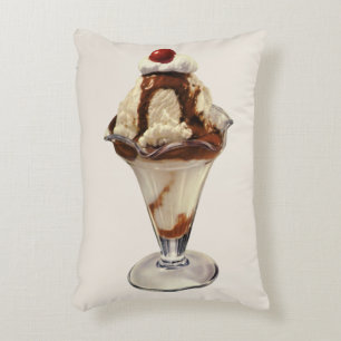 Vintage Hot Fudge Ice Cream Sundae Desserts Accent Pillow
