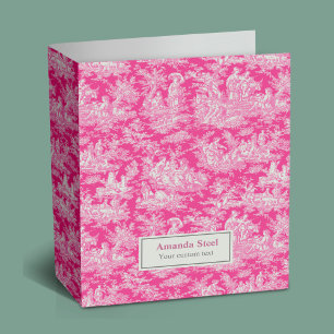 Vintage Hot Pink French Country Toile De Jouy Binder