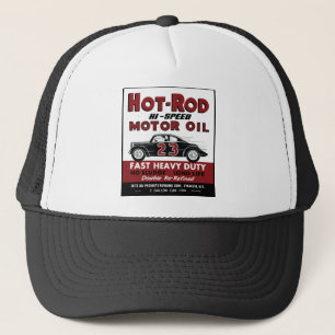 Vintage Hot-Rod Motor Oil tin can design Trucker Hat