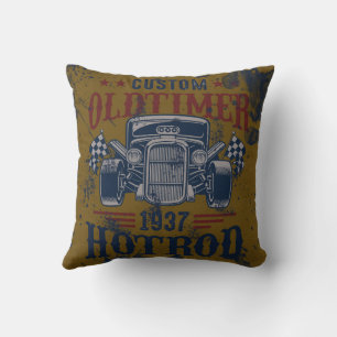 Vintage Hot Rod Throw Pillow