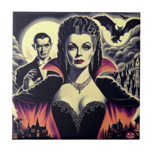 Vintage Hot Vampire Woman Tile