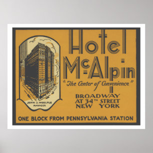 Vintage hotel label poster