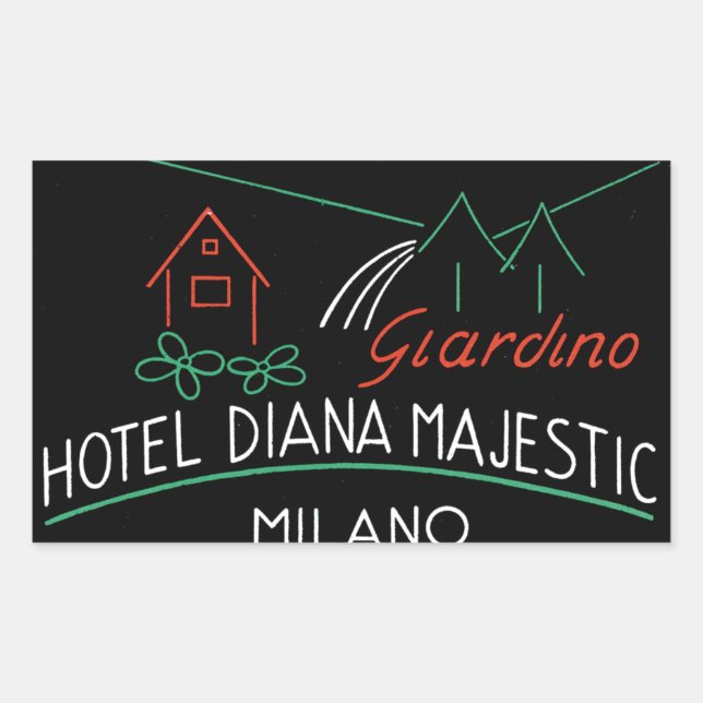 Vintage Hotel Milano Étiquette (Devant)