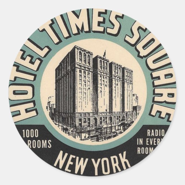 Vintage Hotel New York Times Carré Sticker (Devant)