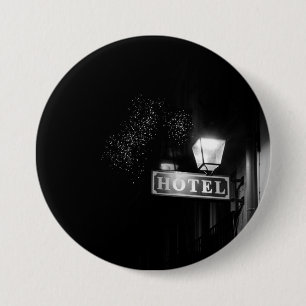 Vintage hotel sign, street light and many light 3 inch round button