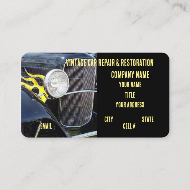 Vintage Hotrods Restoration business Business Card (Front)