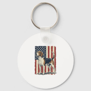 Vintage Hound Dog Patriotic Flag Vector Shirt Desi Keychain