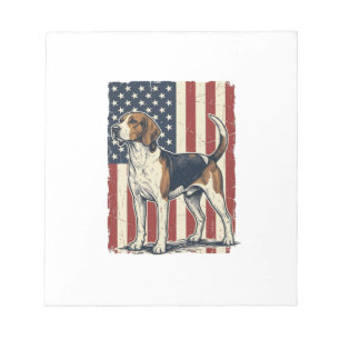 Vintage Hound Dog Patriotic Flag Vector Shirt Desi Notepad