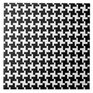 Vintage Houndstooth Pattern in Black & White Tile