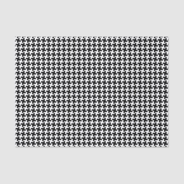 Vintage Houndstooth Pattern in Black & White Tissue Paper (Front)