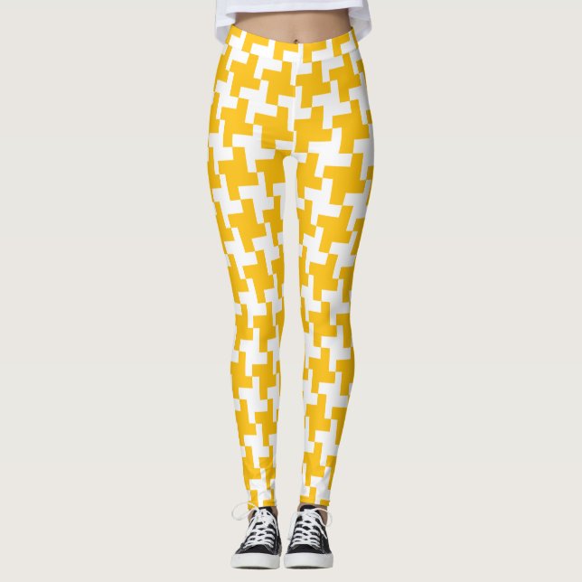 Vintage Houndstooth Pattern Leggings (Front)