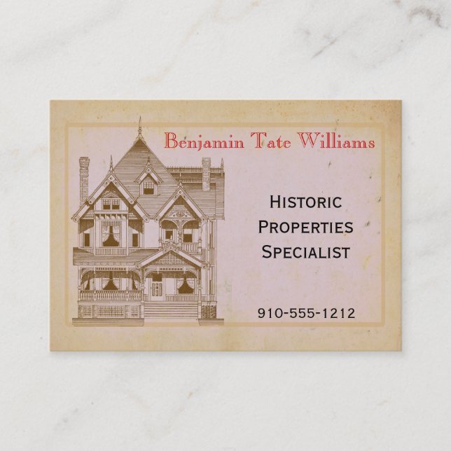 Vintage House Real Estate Renovation Business Card (Front)