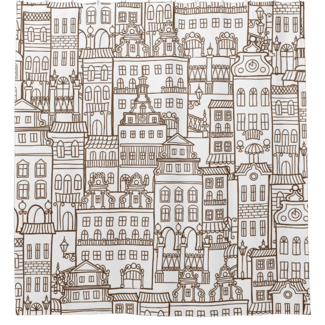 Vintage Houses: Architectural Seamless Pattern. (Front)