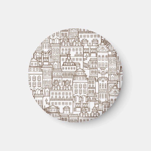 Vintage Houses: Architectural Seamless Pattern. Magnet (Front)