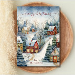 Vintage Houses Winter Wonderful Land Christmas  Holiday Card<br><div class="desc">A beautiful watercolor print of vintage old homes in a snowy Christmas village on this Christmas/Holiday card.  Printed or Instant Download.</div>