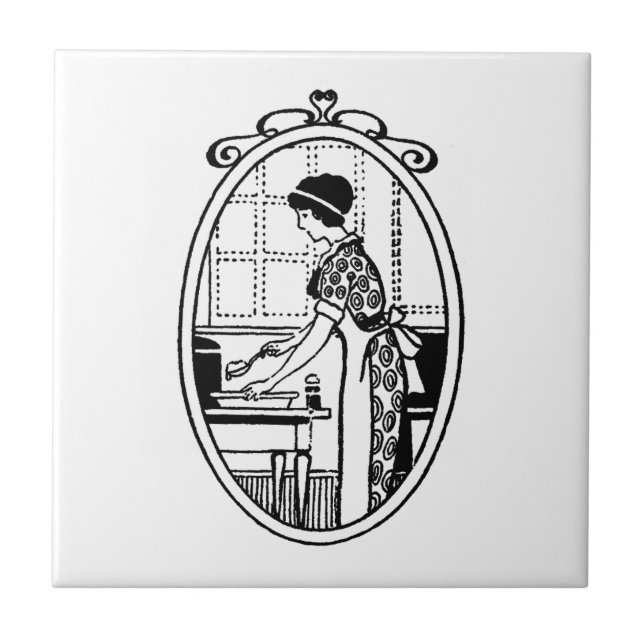 Vintage Housewife Baking Tile (Front)