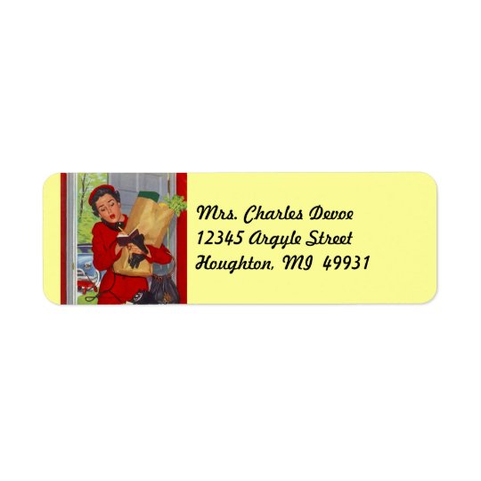 Vintage Housewife Errands run Return Address Label
