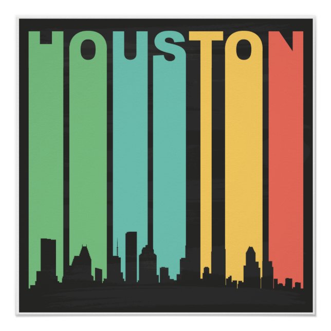 Vintage Houston Cityscape Poster (Front)