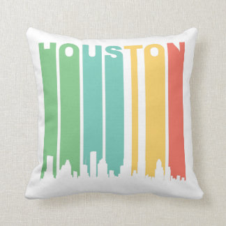 Vintage Houston Cityscape Throw Pillow
