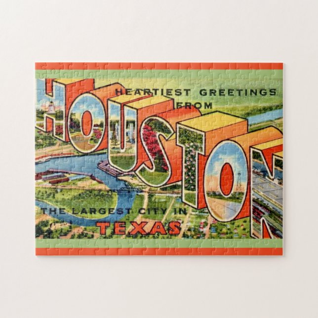 Vintage Houston Texas Postcard Jigsaw Puzzle (Horizontal)